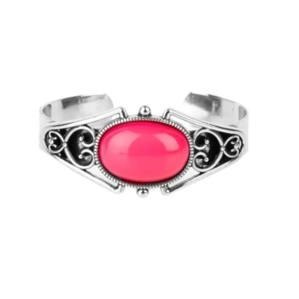 Paparazzi Silver Bracelet with Vibrant Pink Accent Springtime Trendsetter Jewels